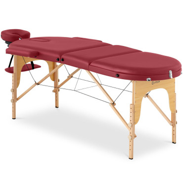 Masāžas gultas pārnēsājamais locīšana ar koka rāmi Colmar Red līdz 227 kg sarkanā krāsā