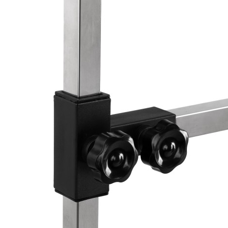 Electric grooming table P4W 3 with lighting, white — close-up of the controls