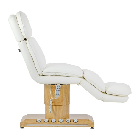 Električni kozmetični stol Sillon Cloud s 3 motorji, smetanasto — stranski pogled