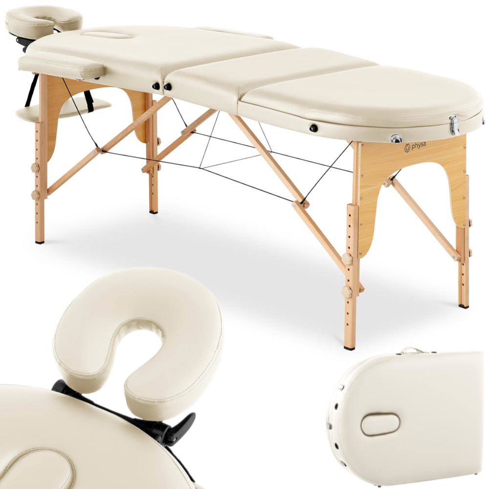 Massagebett Tragbares Bett Falten mit einem Holzrahmen Colmar beige bis 227 kg beige