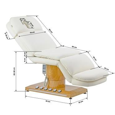 Elektrisk kosmetikstol Sillon Cloud 3 motorer creme — fra siden