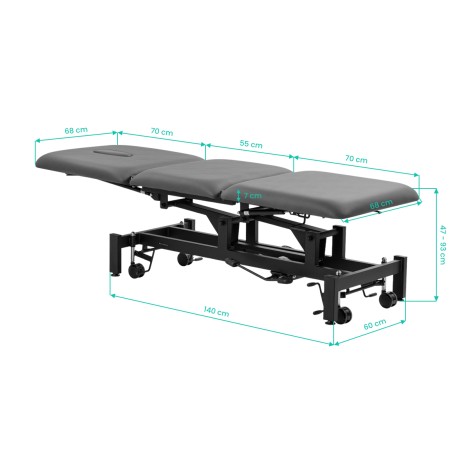 Table de rééducation hydraulique BALANCE Solidum 3 gris pour massage et physiothérapie
