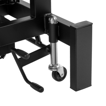 Electric Rehabilitation Table for Massage and Physiotherapy Balance Eso 4 grey — close-up of the wheels