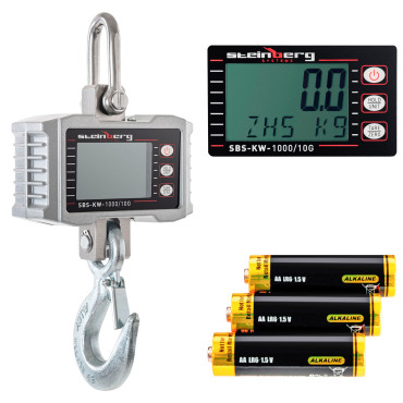 Āķis Svars ir apturēts līdz 1000 kg / 0.5kg LCD