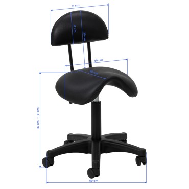 Tabouret cosmétique 6001 noir avec base noire