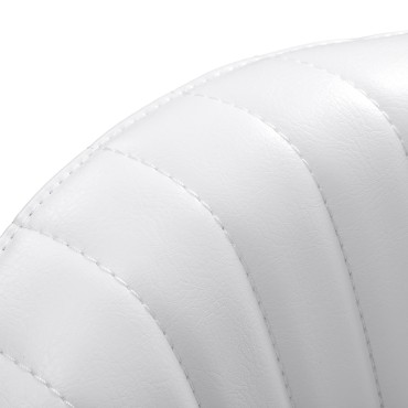 Giovanni Y08 valkoinen kosmetologin jakkara selkänojalla — lähikuva istuimesta