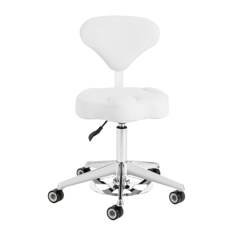 Taburete cosmético Azzurro 156-F con sistema bump-up blanco nieve — vista frontal