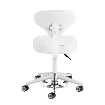 Tabouret cosmétique Azzurro 156-F réglable en hauteur blanc neige — vue arrière
