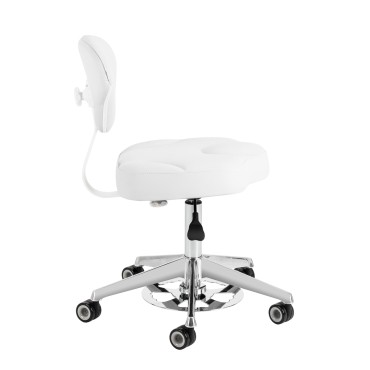 Taburete cosmético Azzurro 156-F con sistema bump-up blanco nieve — vista lateral