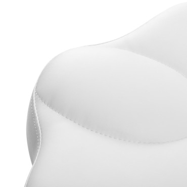 Taburete cosmético Azzurro 156-F con sistema bump-up blanco nieve — detalle del asiento