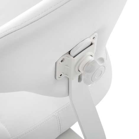 Taburete cosmético Azzurro 156-F con sistema bump-up blanco nieve — detalle del respaldo