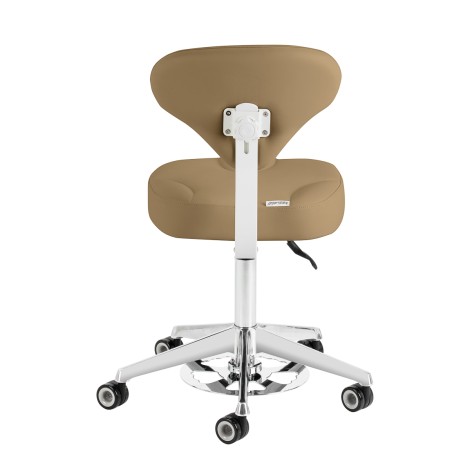 Sgabello cosmetico Azzurro 156-F con rivestimento bump-up beige — vista posteriore