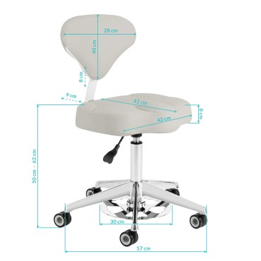 Cosmetic Stool Azzurro 156-F Bump-Up harmaa — sivu