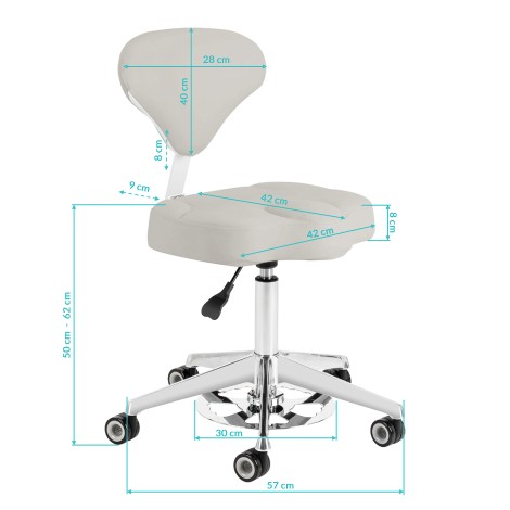 Cosmetic stool Azzurro 156-F bump-up grey — side view