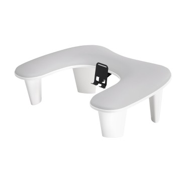 Apoio de manicure MOMO Croissant cinzento com suporte ajustável para telemóvel