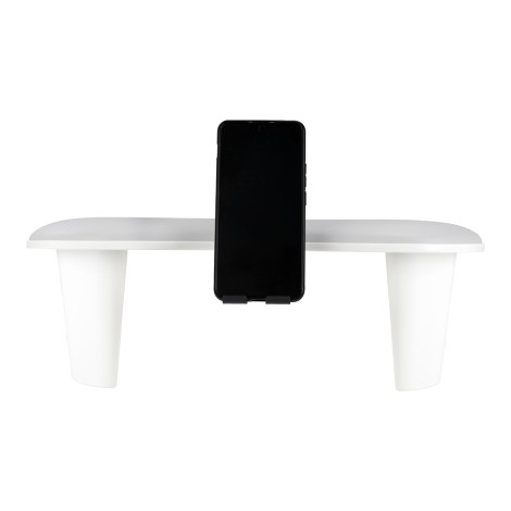 Repose-mains manucure MOMO Croissant gris avec support téléphone réglable — vue de face