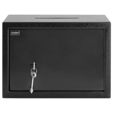 Depositum depositum på safe med et metall med en stålnøkkel 25x25x35 cm