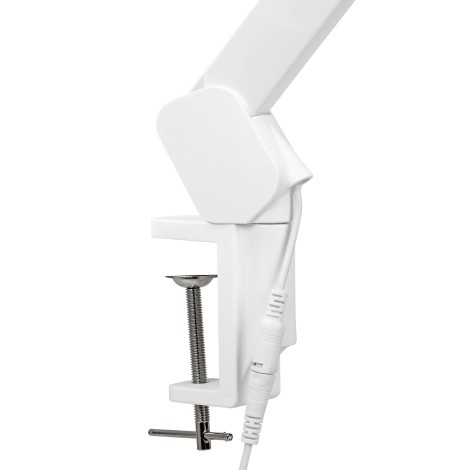 Elegante LED-arbetslampa vit — närbild av bas