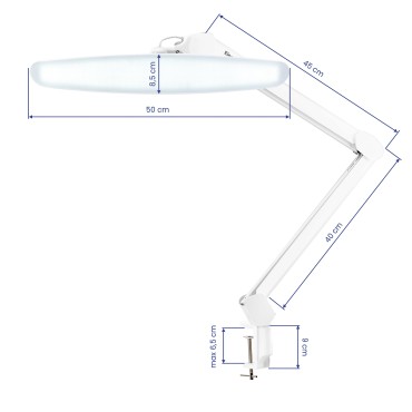 LED workshop lamp Elegante white — side view