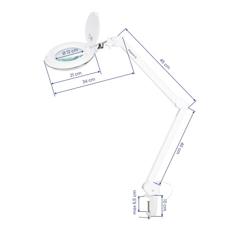 Magnifying lamp Elegante 6031, 60 SMD 3D LEDs, for tabletops, with adjustable light intensity — side view