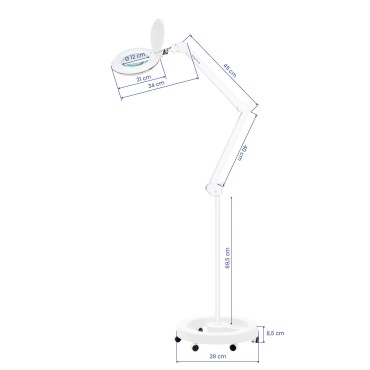 Candeeiro de aumento Elegante 6031 com 60 LEDs SMD 3D, suporte ajustável e controlo de intensidade luminosa