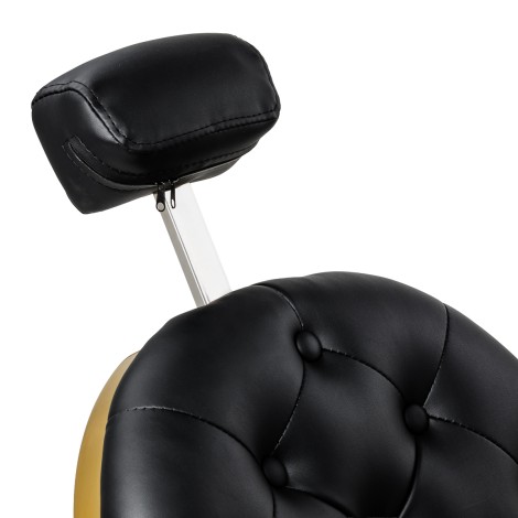 Barberstuhl Gabbiano Niccolo schwarz mit goldfarbener Basis — Detailaufnahme Kopf