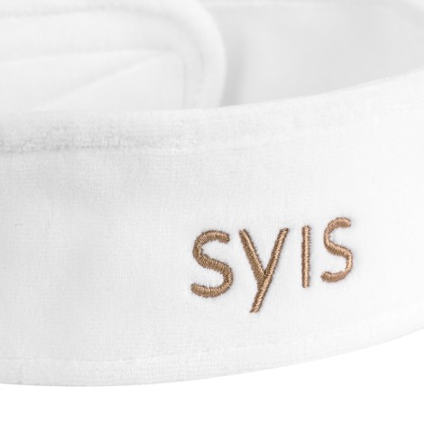 Beauty-panta SYIS velour valkoisen sävyissä — lähikuva pinnasta