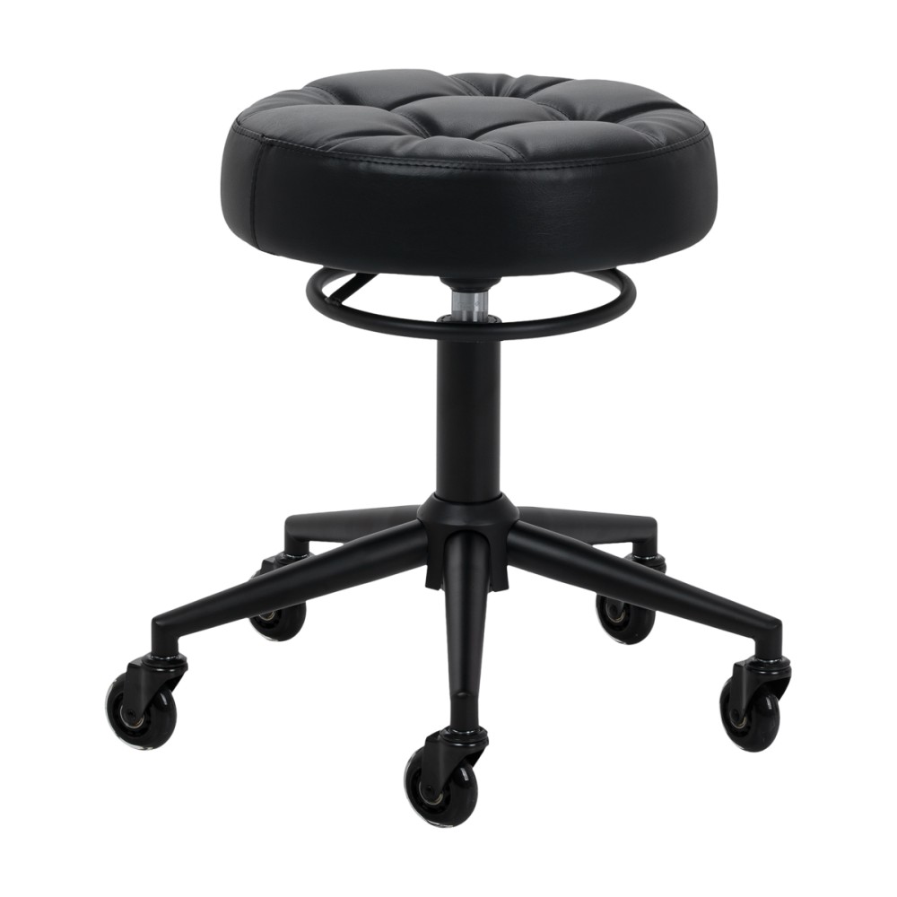 Taburete de peluquería Gabbiano D054 negro con base negra — vista frontal