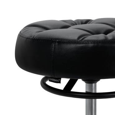 Taburete de peluquería Gabbiano D054 negro con base negra — detalle del asiento