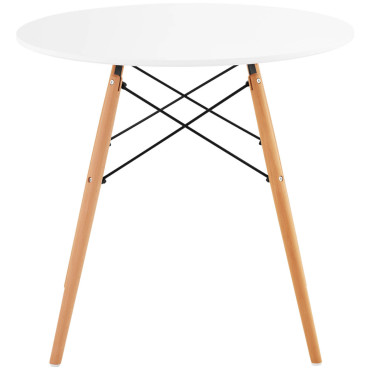 Scandināvijas galda tabula dzīvojamā istabā ar modernu apaļo laulības biroju. 80 cm augstums 74 cm