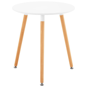 Scandināvijas galda tabula dzīvojamā istabā ar modernu apaļo laulības biroju. 60 cm. 67 cm