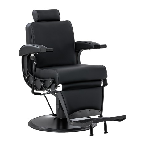 Cadeira de barbeiro com função de massagem Gabbiano Continental preta — vista lateral