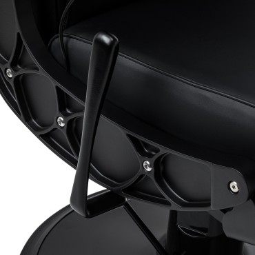 Cadeira de barbeiro com função de massagem Gabbiano Continental preta — close-up da pega
