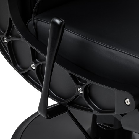 Cadeira de barbeiro com função de massagem Gabbiano Continental preta — close-up da pega
