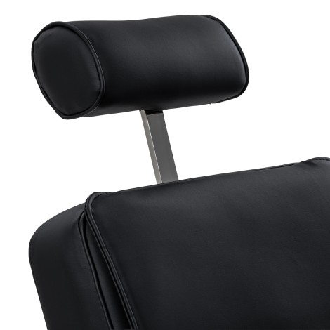 Cadeira de barbeiro com função de massagem Gabbiano Continental preta — close-up da cabeça