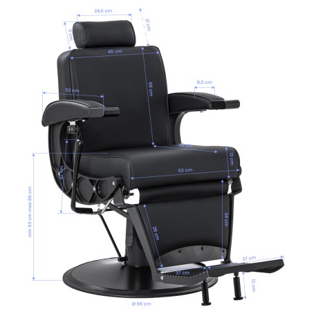 Barber chair with massage function Gabbiano Continental black — side view