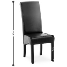 Chaises rembourrées pour la salle à manger salon EN SIMILI CUIR 2 pièces NOIR