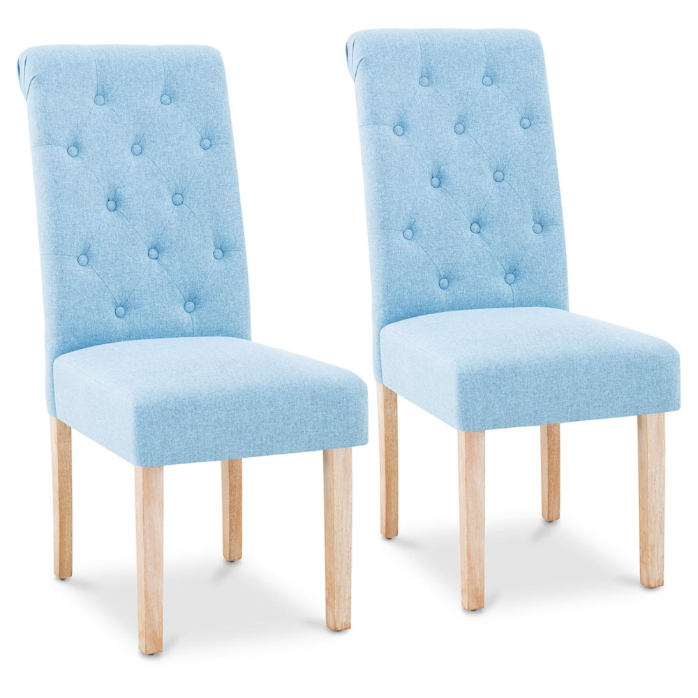Chaises rembourrées pour salle à manger salon 2 pièces. BLEUES.