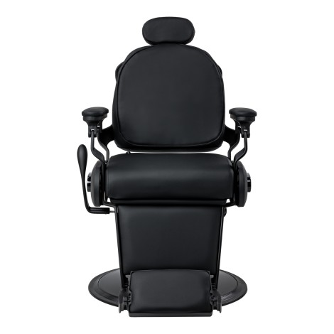 Sillón de barbero con función de masaje Gabbiano Francesco negro con base negra — vista frontal