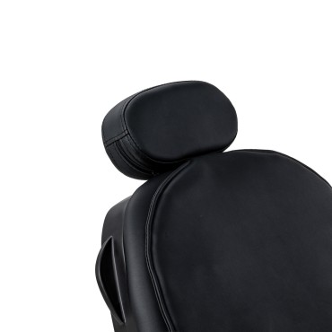 Fauteuil de barbier Gabbiano Francesco avec fonction massage, noir avec base noire — gros plan tête
