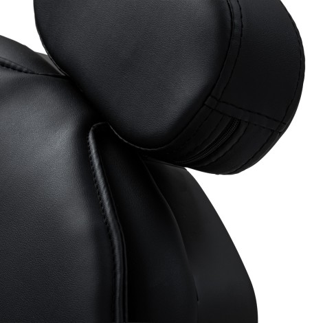 Sillón de barbero con función de masaje Gabbiano Francesco negro con base negra — detalle de la cabeza