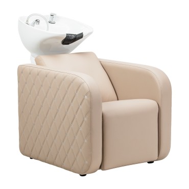 Unidad de lavado de peluquería eléctrica con función de masaje Gabbiano Sylvia Plus beige — vista lateral