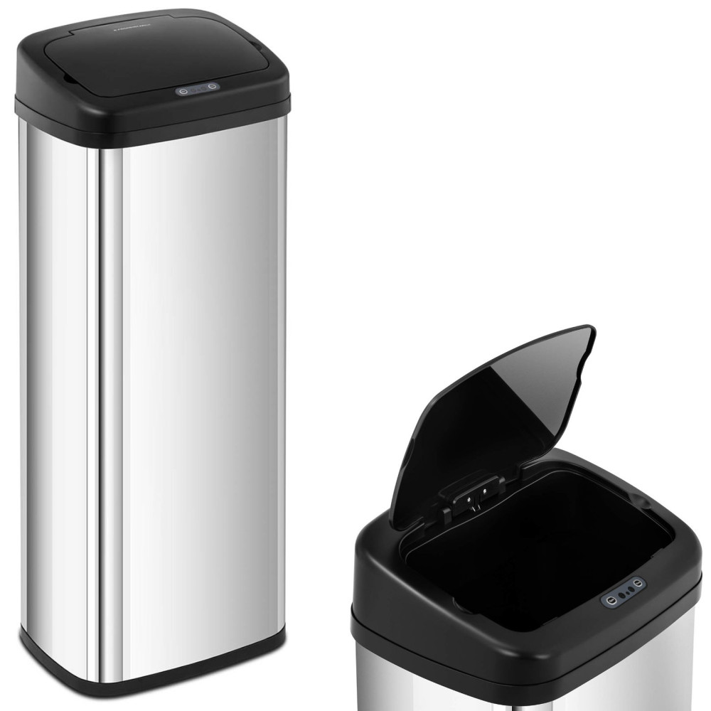 Lixo. Não contato automático com sensor de movimento 30 cm 50 l prata