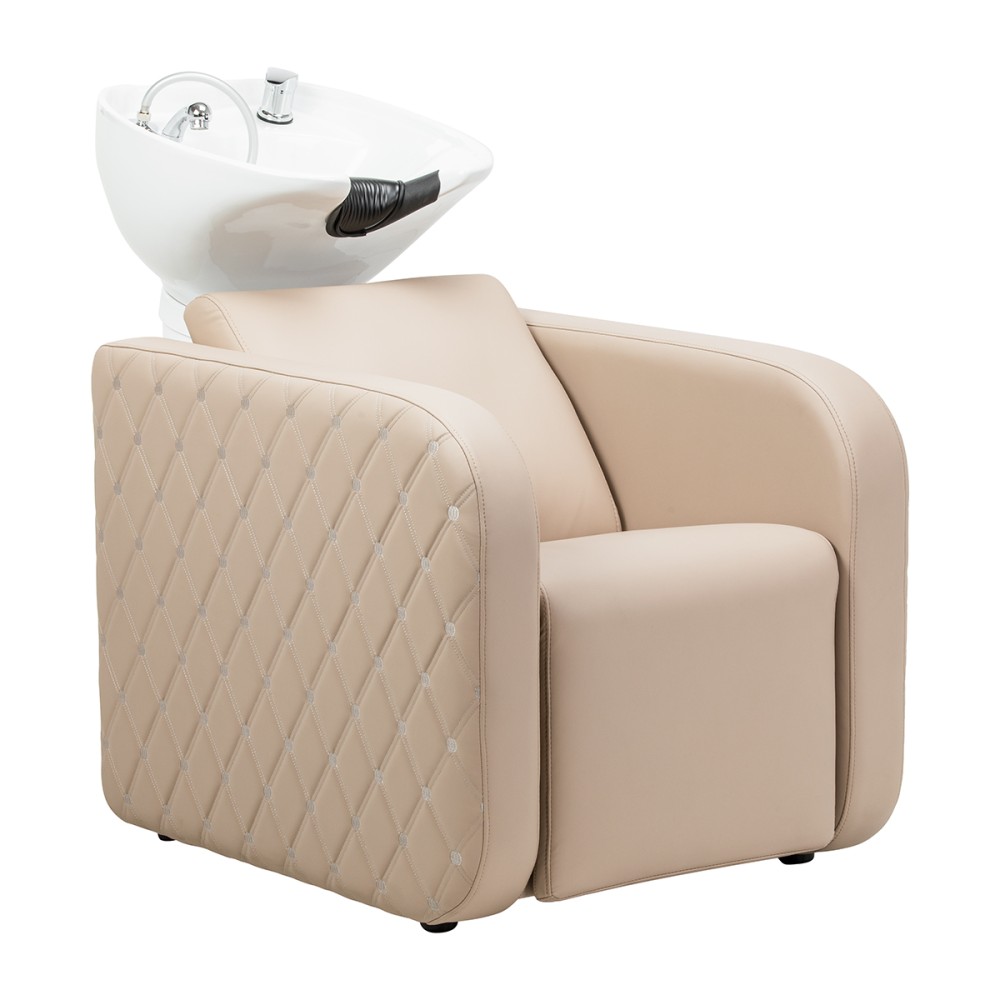 Unidad de lavado de peluquería eléctrica con función de masaje Gabbiano Sylvia Plus beige — vista lateral