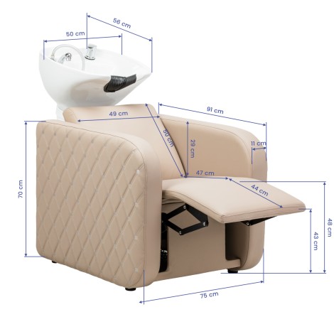 Električna frizerska umivalna enota z masažno funkcijo Gabbiano Sylvia Plus bež