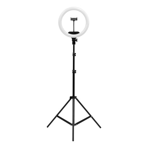 ACTIVESHOP 13" 36W LED gyűrűs fény állvánnyal, fekete — elölnézet