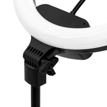 Lamp Ring Light 13" 36W LED med stativ sort — nærbillede af håndtag