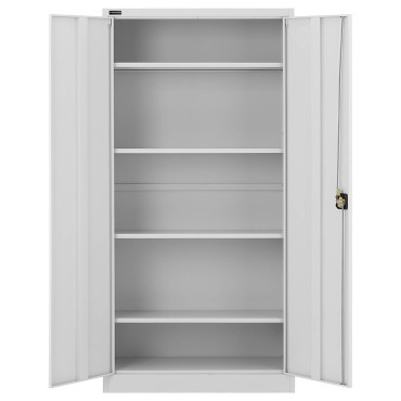 Metal Office Skåp för dokument 4 hyllor med ljuddörrar 180 cm grå