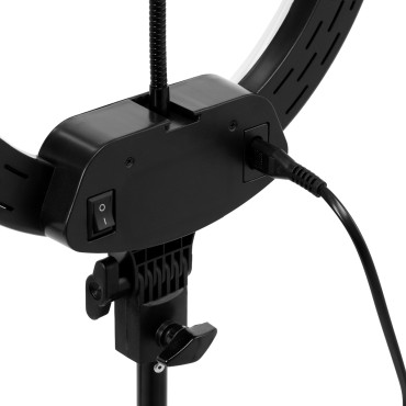 ACTIVESHOP LED ringlampa 13" 36W med justerbart stativ svart — närbild av reglage