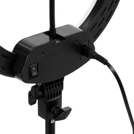 Lampový krúžok 13" 36W LED s čiernym stojanom — detail ovládania
